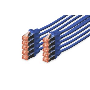 CAT 6 S-FTP patch cord, Cu, LSZH AWG 27/7, length 0.5 m, 10 pieces, color blue