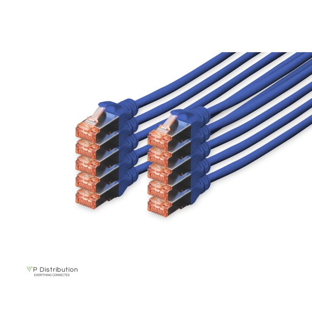 CAT 6 S-FTP patch cord, Cu, LSZH AWG 27/7, length 0.5 m, 10 pieces, color blue