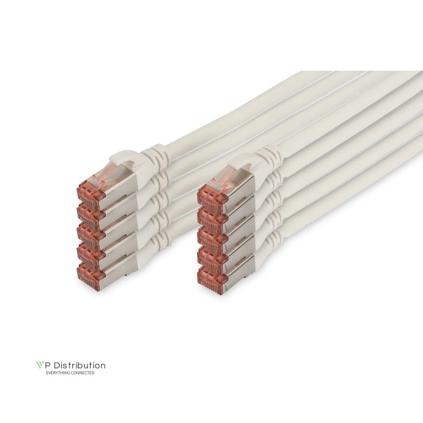 CAT 6 S-FTP patch cord, Cu, LSZH AWG 27/7, length 1 m, 10 pieces, color white