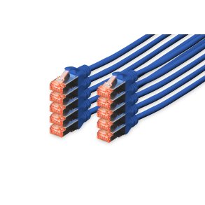 CAT 6 S-FTP patch cord, Cu, LSZH AWG 27/7, length 5 m, 10 pieces, color blue