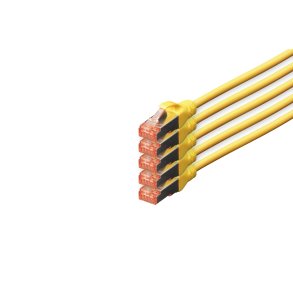 CAT 6 S-FTP patch cord, Cu, LSZH AWG 27/7, length 10 m, 5 pieces, color yellow