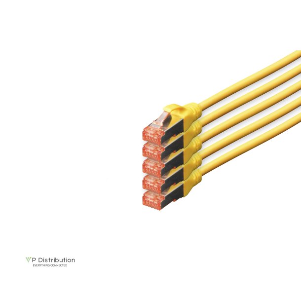 CAT 6 S-FTP patch cord, Cu, LSZH AWG 27/7, length 10 m, 5 pieces, color yellow