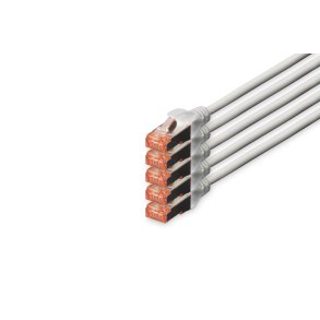 CAT 6 S-FTP patch cord, Cu, LSZH AWG 27/7, length 20 m, 5 pieces, color grey