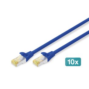 CAT 6A S-FTP patch cord, Cu, LSZH AWG 26/7, length 0.25 m, 10 pieces, color blue