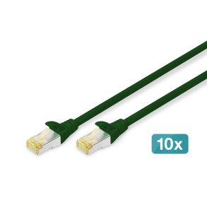 CAT 6A S-FTP patch cord, Cu, LSZH AWG 26/7, length 0.5 m, 10 pieces, color green