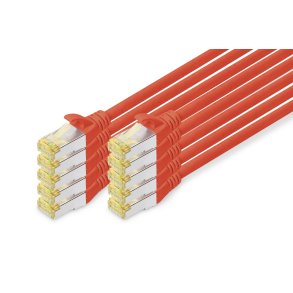 CAT 6A S-FTP patch cord, Cu, LSZH AWG 26/7, length 2 m, 10 pieces, color red