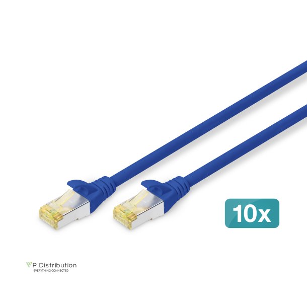 CAT 6A S-FTP patch cord,  Cu, LSZH AWG 26/7, length 3 m, 10 pieces, color blue