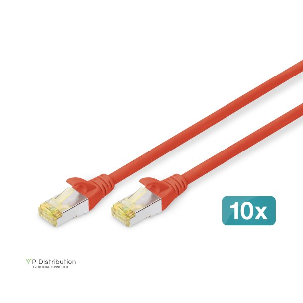 CAT 6A S-FTP patch cord,  Cu, LSZH AWG 26/7, length 3 m, 10 pieces, color red