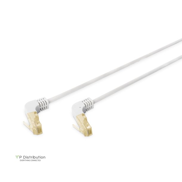 CAT 6A S-FTP 90 angled patch cord, Cu, LSZH AWG 26/7, length 15 m, color grey