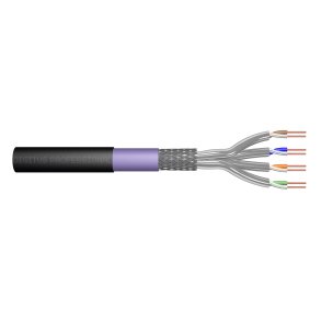 CAT 7 S-FTP outdoor installation cable, 1200 MHz PE, inner Eca (LSZH), AWG 23/1,1000m, sx, bl&pu