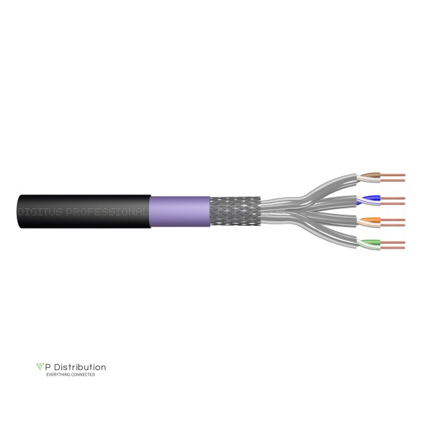 CAT 7 S-FTP outdoor installation cable, 1200 MHz PE, inner Eca (LSZH), AWG 23/1,1000m, sx, bl&pu