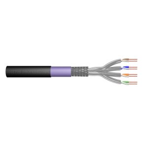 CAT 7 S-FTP PiMF installation cable, raw 500m, drum, AWG 23/1, 1200 MHz, PE, sx, bl