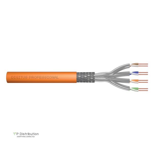 CAT 7 S-FTP installationcable, 1200 MHz Dca (EN 50575), AWG 23/1, 50m ring,SX, orange