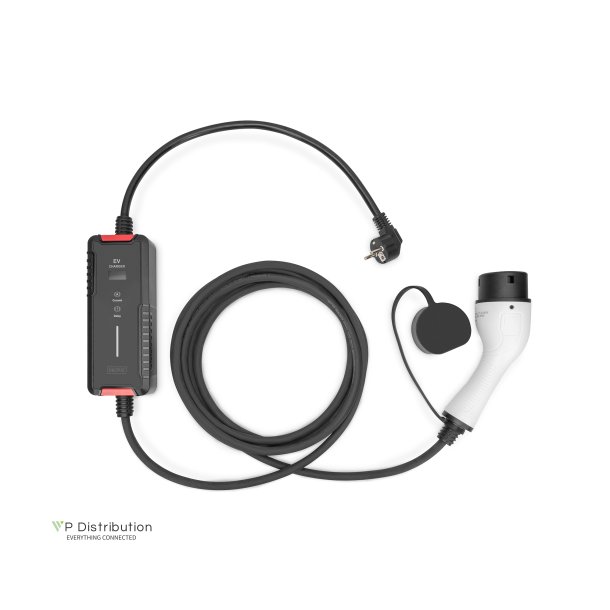 EV charger, 5m, 230 V, Type F 7/4 to EV Type 2, Adjustable charging power 1,8; 2,3; 2,8; 3,7 kW