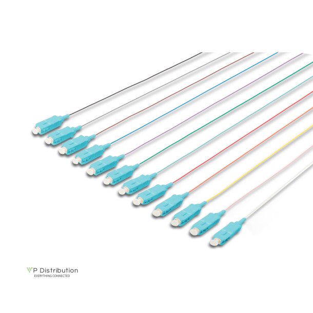 Digitus FO pigtail set, 12 pcs., SC, MM OM3 50/125 &micro; loose buffer, color code DIN IEC 304, 2 m