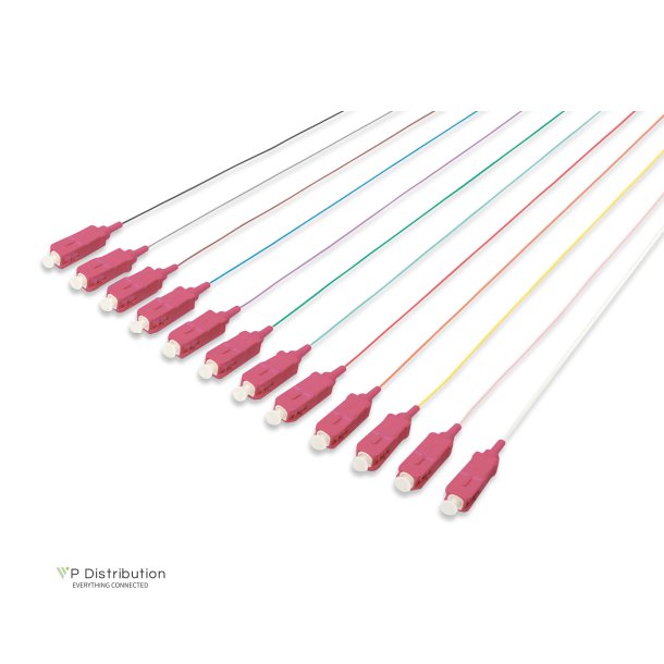 Digitus FO pigtail set, 12 pcs., SC, MM OM4 50/125 &micro; loose buffer, color code DIN IEC 304, 2 m