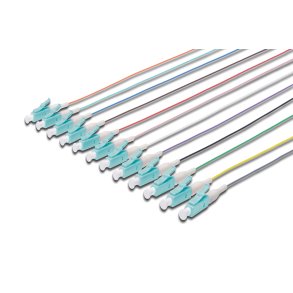 Digitus FO pigtail set, 12 pcs., LC, MM OM3 50/125 µ loose buffer, color code DIN IEC 304, 2 m