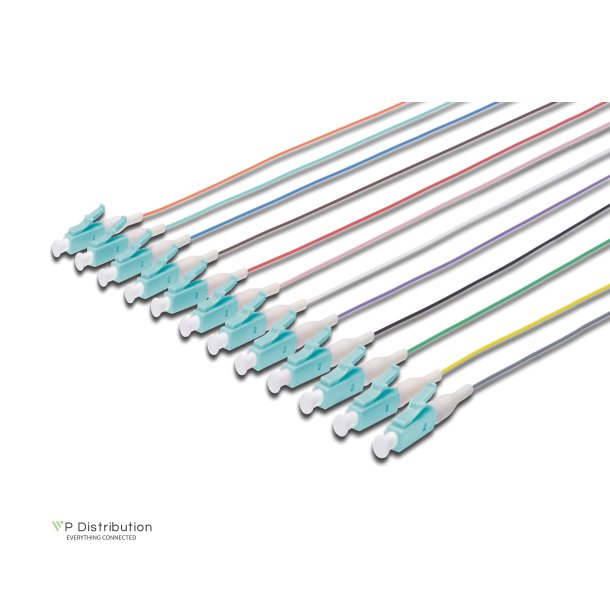 Digitus FO pigtail set, 12 pcs., LC, MM OM3 50/125 &micro; loose buffer, color code DIN IEC 304, 2 m