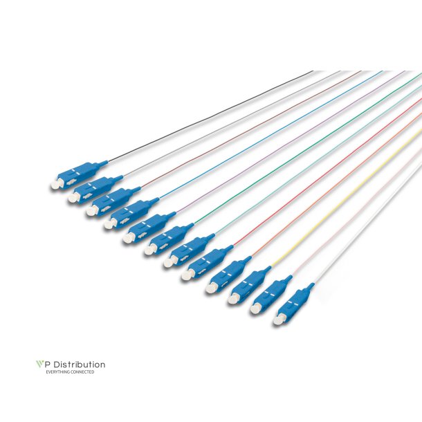 Digitus FO pigtail set, 12 pcs., SC, SM OS2 09/125 &micro; loose buffer, color code DIN IEC 304, 2 m