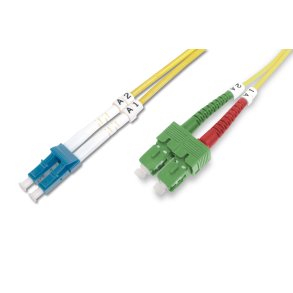 Digitus FO patch cord, duplex, SC (APC) to LC (PC) SM OS2 09/125 µ, 3 m