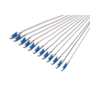 Digitus FO pigtail set, 12 pcs., LC, SM OS2 09/125 µ loose buffer, color code DIN IEC 304, 2 m