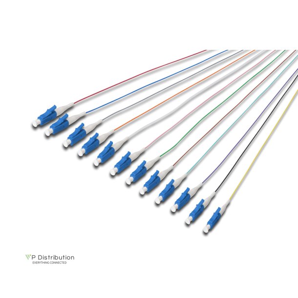 Digitus FO pigtail set, 12 pcs., LC, SM OS2 09/125 &micro; loose buffer, color code DIN IEC 304, 2 m