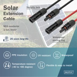 Solar Extension cable, 4 sqmm, MC4 connector 3m,4sqmm,halogen-free,UV-res.,flex,IP67,2pcs