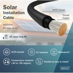 Solar Installation cable,H1Z2Z2-K,6sqmm,PV 20m,black,solarpanel,inverter,chargecontroller