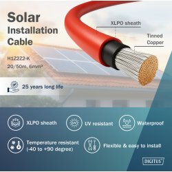 Solar Installation cable,H1Z2Z2-K,6sqmm,PV 50m,red,solarpanel,inverter,chargecontroller