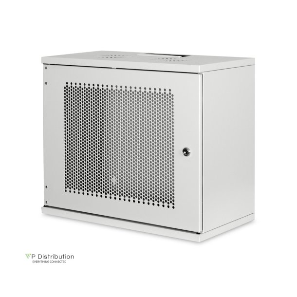 Digitus 9U wall mounting cabinet, SOHO, unmounted 460x540x400 mm, perforated front door, grey