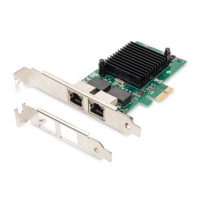 Digitus Gigabit Ethernet PCI Express Card, 2-port 32-bit, low profile bracket, Intel chipset