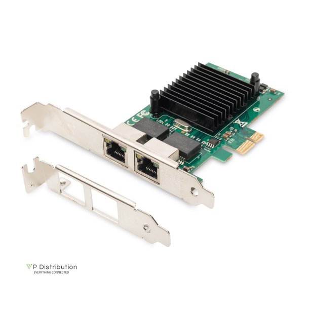 Digitus Gigabit Ethernet PCI Express Card, 2-port 32-bit, low profile bracket, Intel chipset