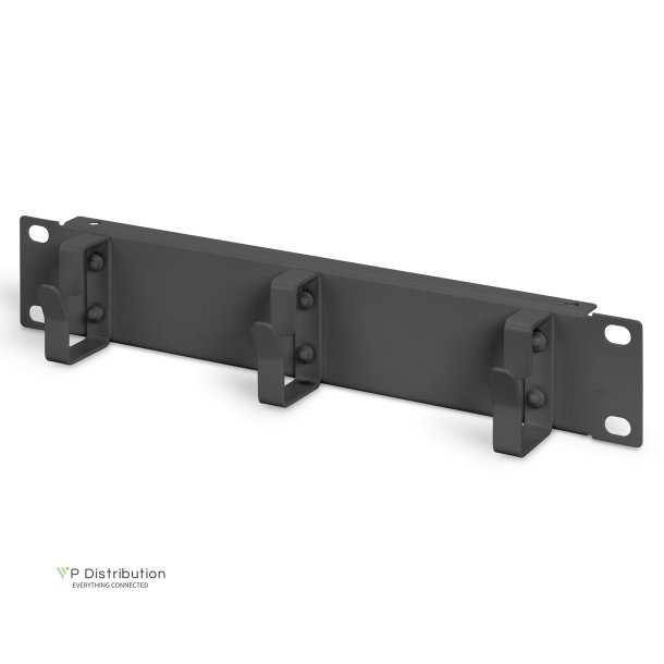 Digitus 254 mm (10") 1U cable management panel 3x cable rings, 44x254x50 mm, black (RAL 9005)