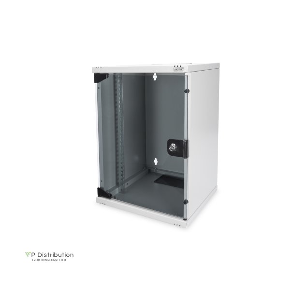 Digitus 10 inch network bundle, including 9U cabinet, grey shelf, PDU, 8-port switch, CAT 6 patch panel