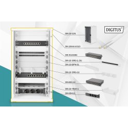 Digitus 10 inch network bundle, incl. 12U cabinet, grey and various components