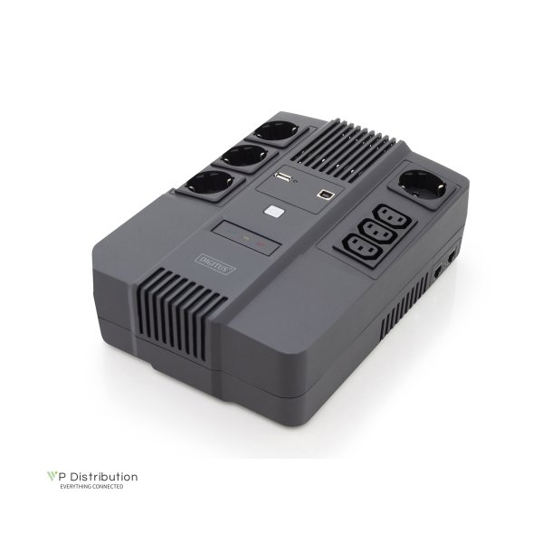 Digitus All-in-One UPS, 800VA/480W, LED 12V/9Ah x1, 4x CEE 7/7,3x IEC C13, USB, RJ45