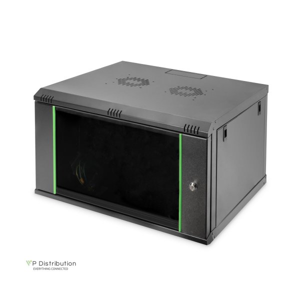Digitus 7U wall mounting cabinet 389x600x600 mm, color black (RAL 9005)
