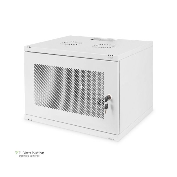 Digitus 7U wall mounting cabinet, SOHO, unmounted 370x540x400 mm, perforated front door, grey