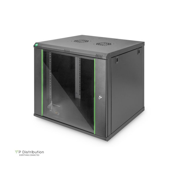 Digitus 9U wall mounting cabinet 478x600x600 mm, color black (RAL 9005)