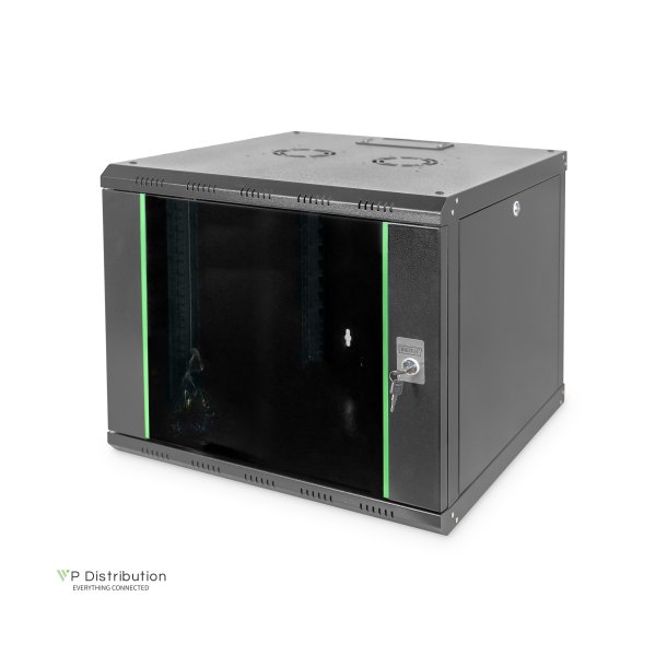 Digitus 9U wall mounting cabinet, Unique 509x600x600 mm, color black (RAL 9005)