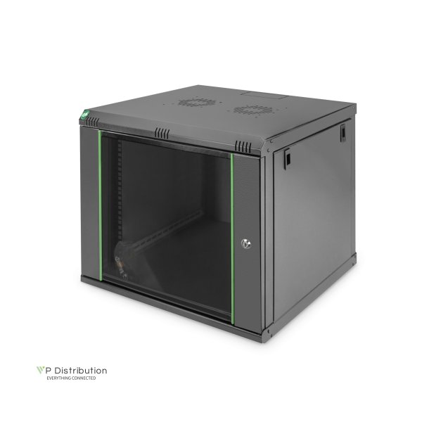 Digitus 9U wall mounting cabinet, Dynamic 478x600x450 mm, color black (RAL 9005)