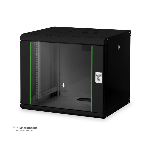 Digitus 9U wall mounting cabinet, Unique 509x600x450 mm, color black (RAL 9005)