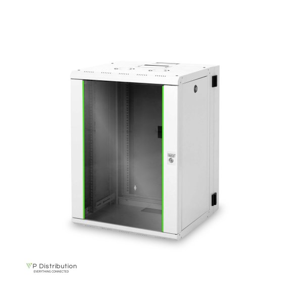 Digitus 16U wall mounting cabinet, Unique, 820x600x600 mm double sectioned, pivotable, grey (RAL 7035)