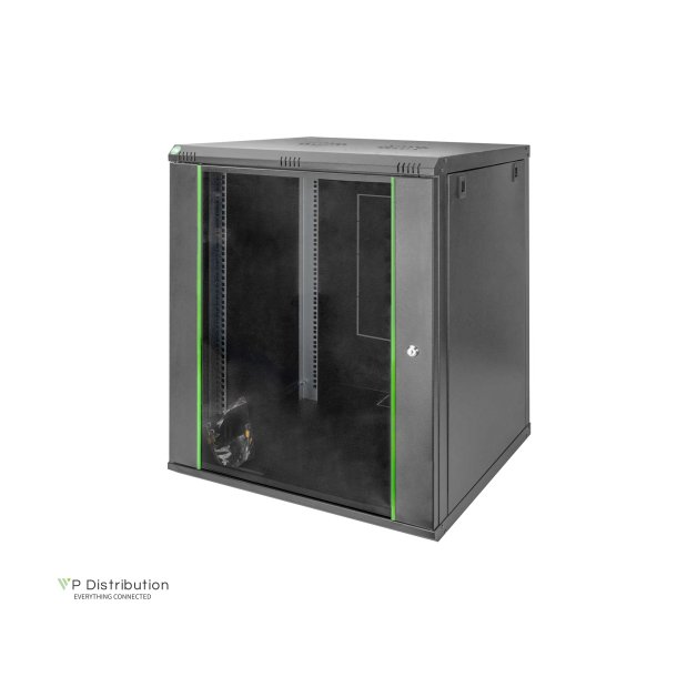 Digitus 16U wall mounting cabinet 789x600x600 mm, color black (RAL 9005)