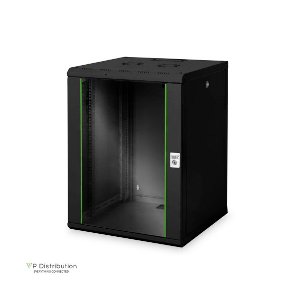 Digitus 16U wall mounting cabinet, Unique 820x600x600 mm, color black (RAL 9005)