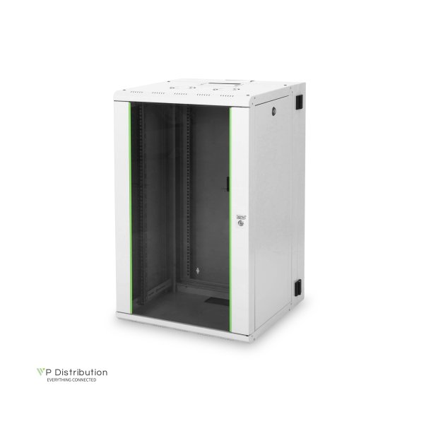 Digitus 20U wall mounting cabinet, Unique, 998x600x600 mm double sectioned, pivotable, grey (RAL 7035)