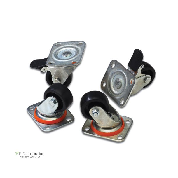 Digitus Castors for network- and server racks set with 4 pieces, 2 pieces with brake system