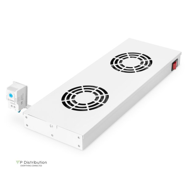 Digitus Ventilation unit for 483 mm (19") installation 2 fans, thermostat, switch, grey (RAL 7035)