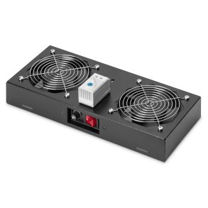 Digitus Roof vent. unit, wall mounting cabinets 2 fans, thermostat, switch, black (RAL 9005)