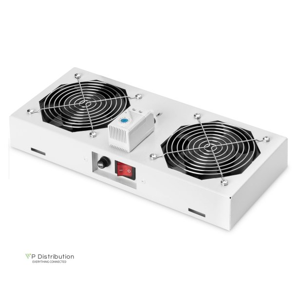 Digitus Roof vent. unit, wall mounting cabinets 2 fans, thermostat, switch, grey (RAL 7035)